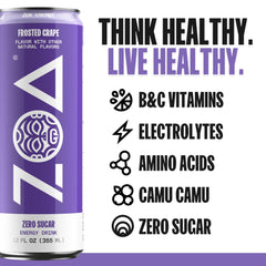 ZOA Frosted Grape can delivers zero sugar energy for active days