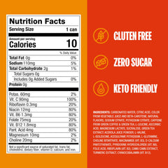 ZOA Mango Splash label close-up highlighting sugar-free formula and vitamins