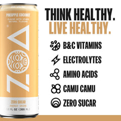 ZOA Pineapple Coconut energy can with vitamin C boost for daily wellness