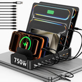 Zobirez 10-port charging station front view powering multiple devices at once.