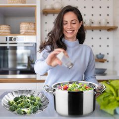 ZOCY Steamer Basket Expandable fits 6-10 inch pots for versatile cooking.