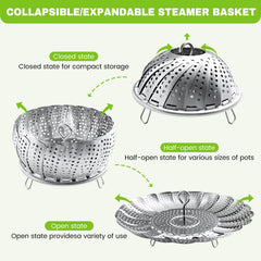 ZOCY Steamer Basket Multi-Use supports steaming veggies, seafood, eggs, and more.