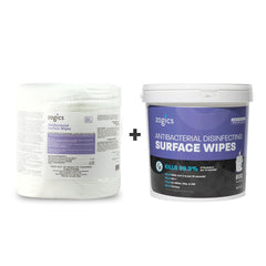 Zogics wipes bucket dispenser setup highlighting portable cleaning access.