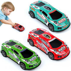 ZOHANINDL 7-inch red friction car, top view, showcasing bold styling and push-and-go action.