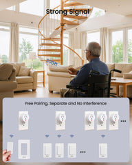 Zoiinet wall-mountable switch with tape option for convenient placement
