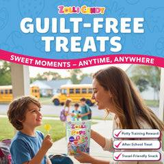 Zollipops allergen-friendly packaging highlighting gluten-free, dairy-free, and nut-free candy.