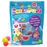 Zollipops Easter Bunny Clean Teeth Pops showing kid-friendly sugar-free candy with xylitol.