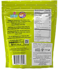 Closeup of Zollipops Sour Drops bag showing dye-free, natural flavors.