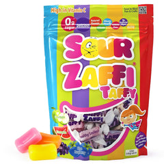 Zollipops Zaffi Taffy Sour bag front showing assorted flavors for after meals