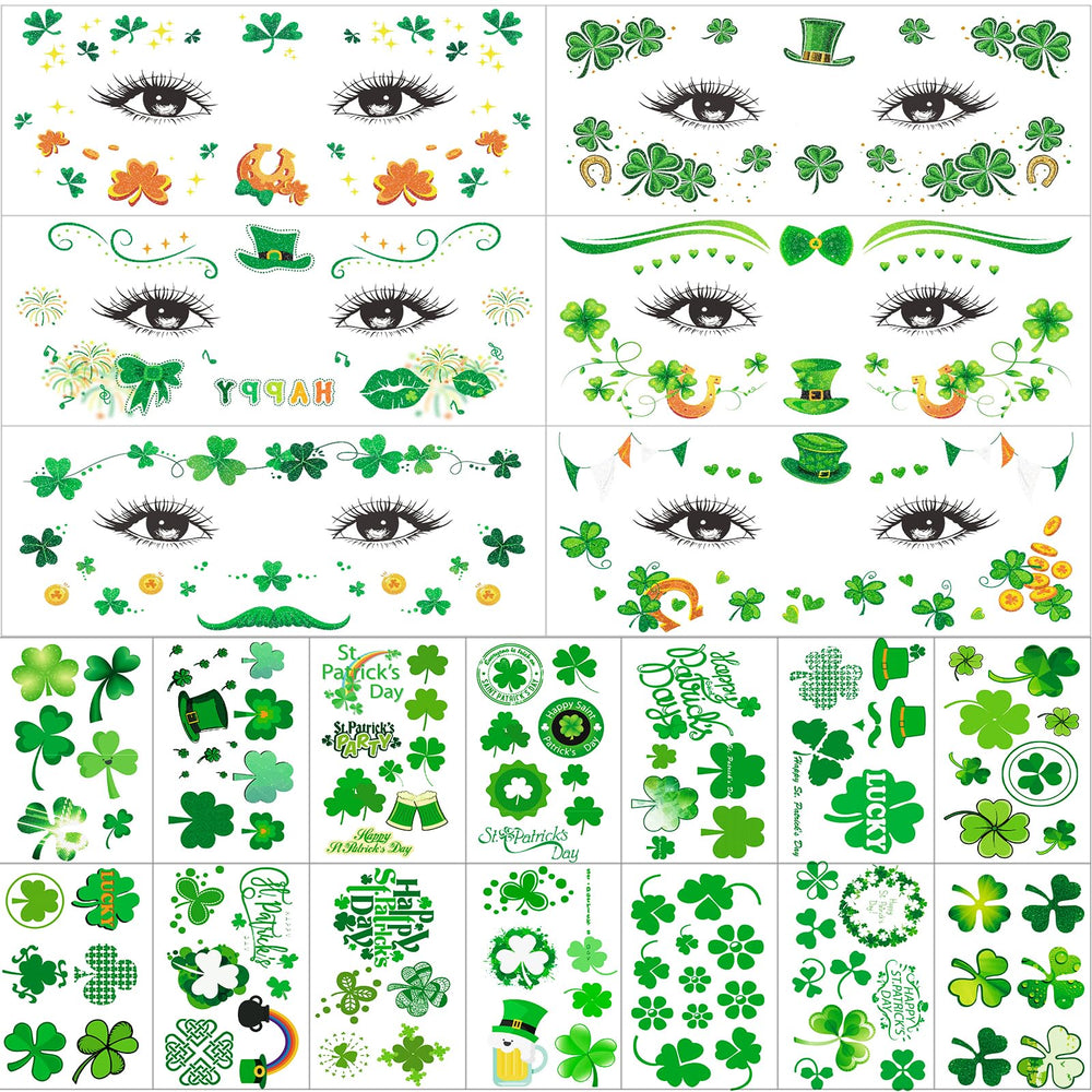 Zomme glitter face tattoos sheet for festive St Patrick's looks