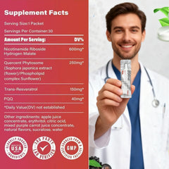 Zoone NAD Resveratrol label close-up highlights key ingredients and potency.