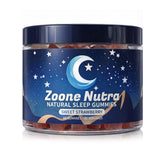 Zoone Nutra Sleep Gummies bottle on nightstand for calm bedtime routine