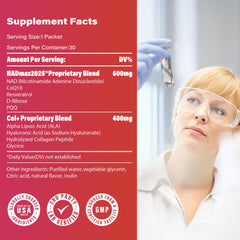 Zooone NAD+ product closeup featuring quercetin phytosome and PQQ in the blend.