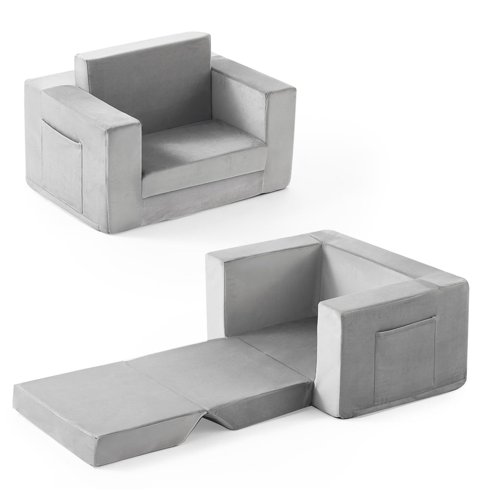 Zorvoxz Kids Couch folded sofa mode provides compact seating for small spaces.