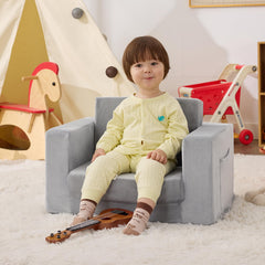 Zorvoxz Kids Couch unfolded recliner mode creates a cozy lounge for playtime.