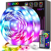 ZOZOO 100ft LED lights for bedroom with remote and app for easy mood setup
