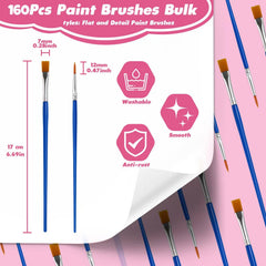 ZRLEI flat brushes 80-pcs for broad strokes and detailed lines