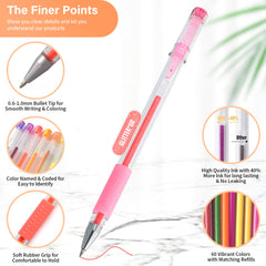 Close-up of ZSCM glitter gel pens showing comfortable grip for long writing