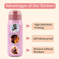 ZUIYIJIANGNAN Demon Anime Slayer stickers on a water bottle resist water exposure.