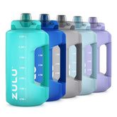 Zulu Goals half-gallon bottle with straw for easy sipping on the go.