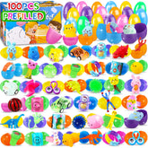 Zunaco prefilled Easter eggs showing diverse toy assortment for hunts