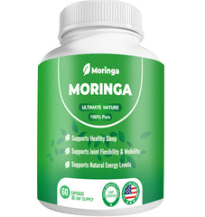 ZyliaVitaX Moringa capsules bottle on shelf for convenient daily energy.