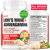 Zylvrax Ashwagandha Lions Mane capsules front label for focus support.