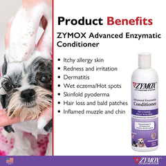 Zymox conditioner being applied to a pet coat for easier detangling.