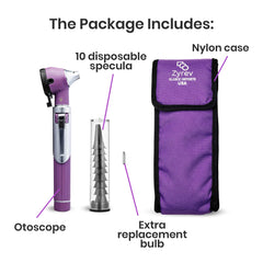 ZYREV ZetaLife Otoscope showing battery compartment for portable use.