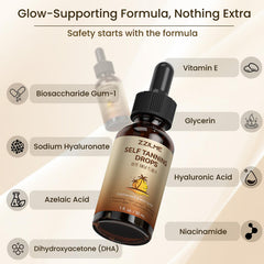 ZZILME self tanning drops face application on skin sample