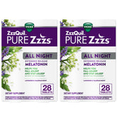 ZzzQuil Pure Zzzs all-night bottle for extended sleep support.