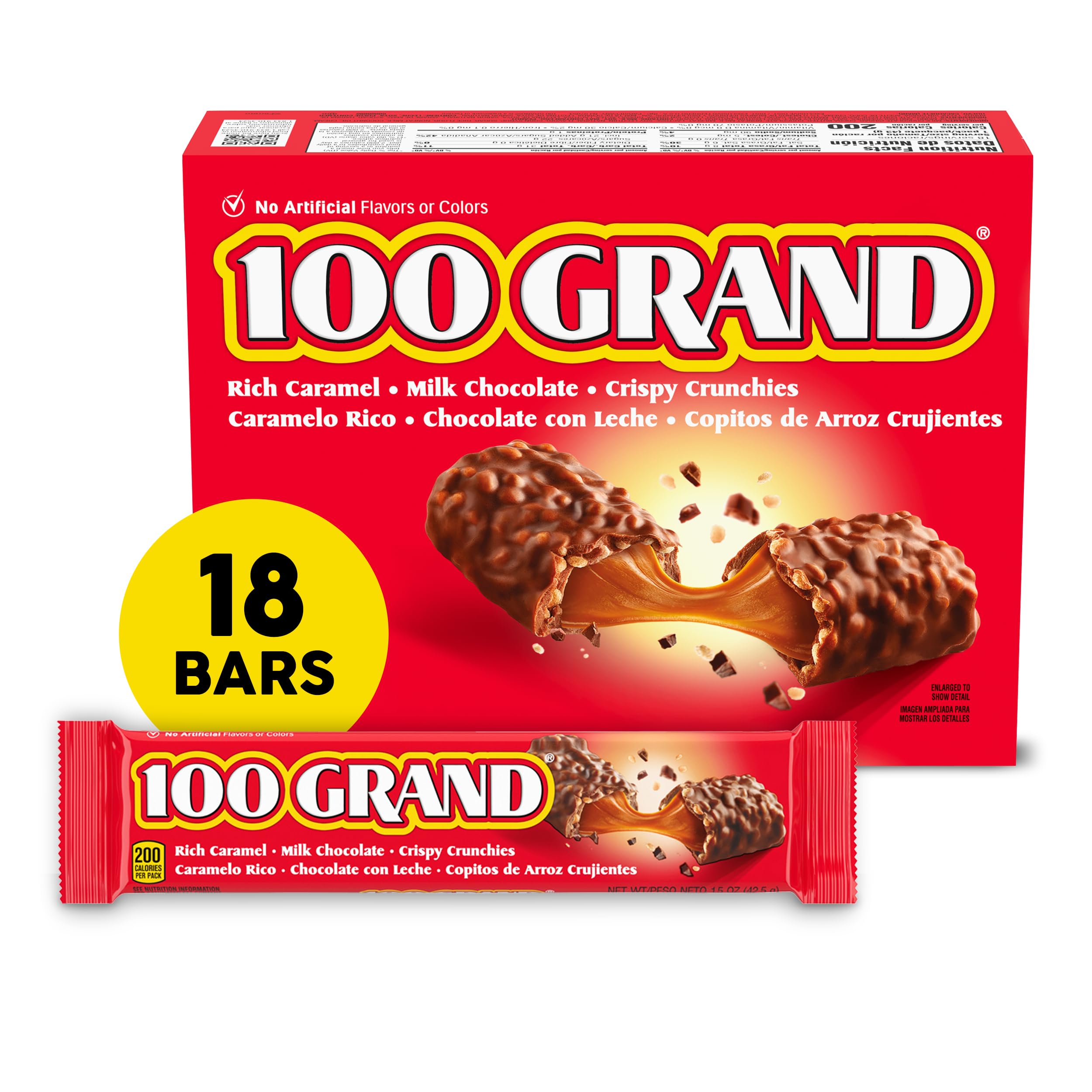 100 Grand full-size wrapped bar for on-the-go indulgence.