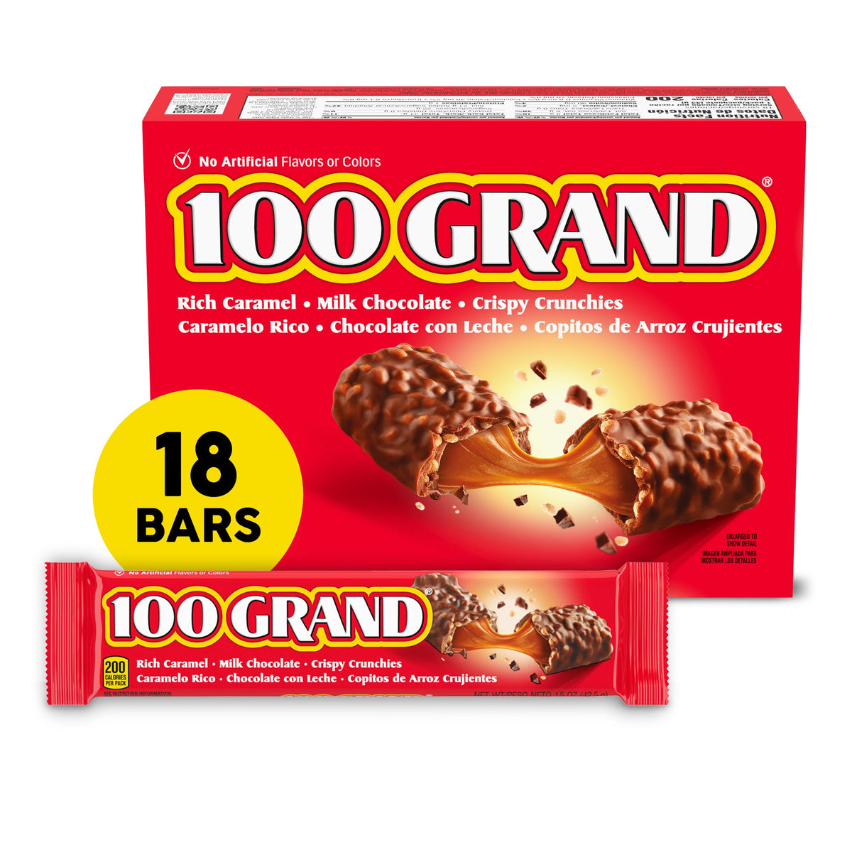 100 Grand full-size wrapped bar for on-the-go indulgence.