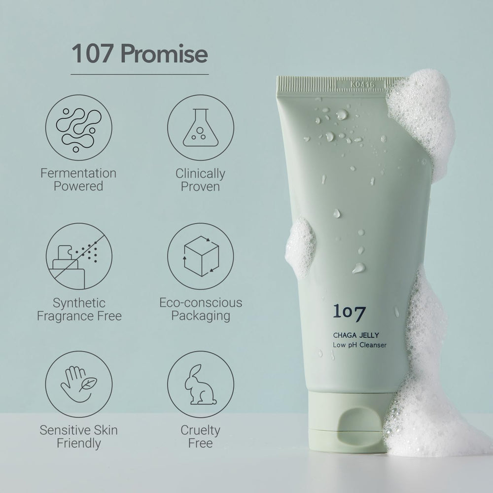 107 Gentle Gel Cleanser eco-friendly packaging with 49% PCR materials for sustainability