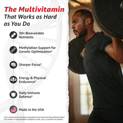 Close-up of 10X Health Optimize methylated multivitamin capsules with B vitamin blend