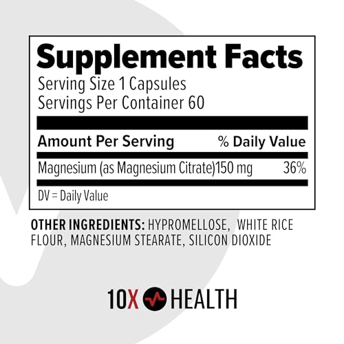 10x Health Magnesium Citrate manufactured in a USA facility with purity testing.