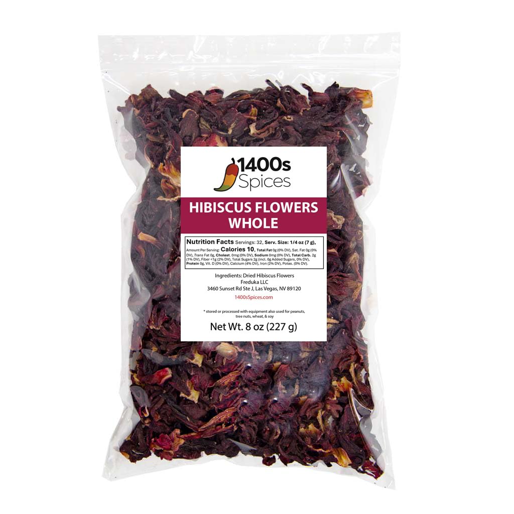 1400S SPICES hibiscus tea brew with vibrant color and tart flavor.