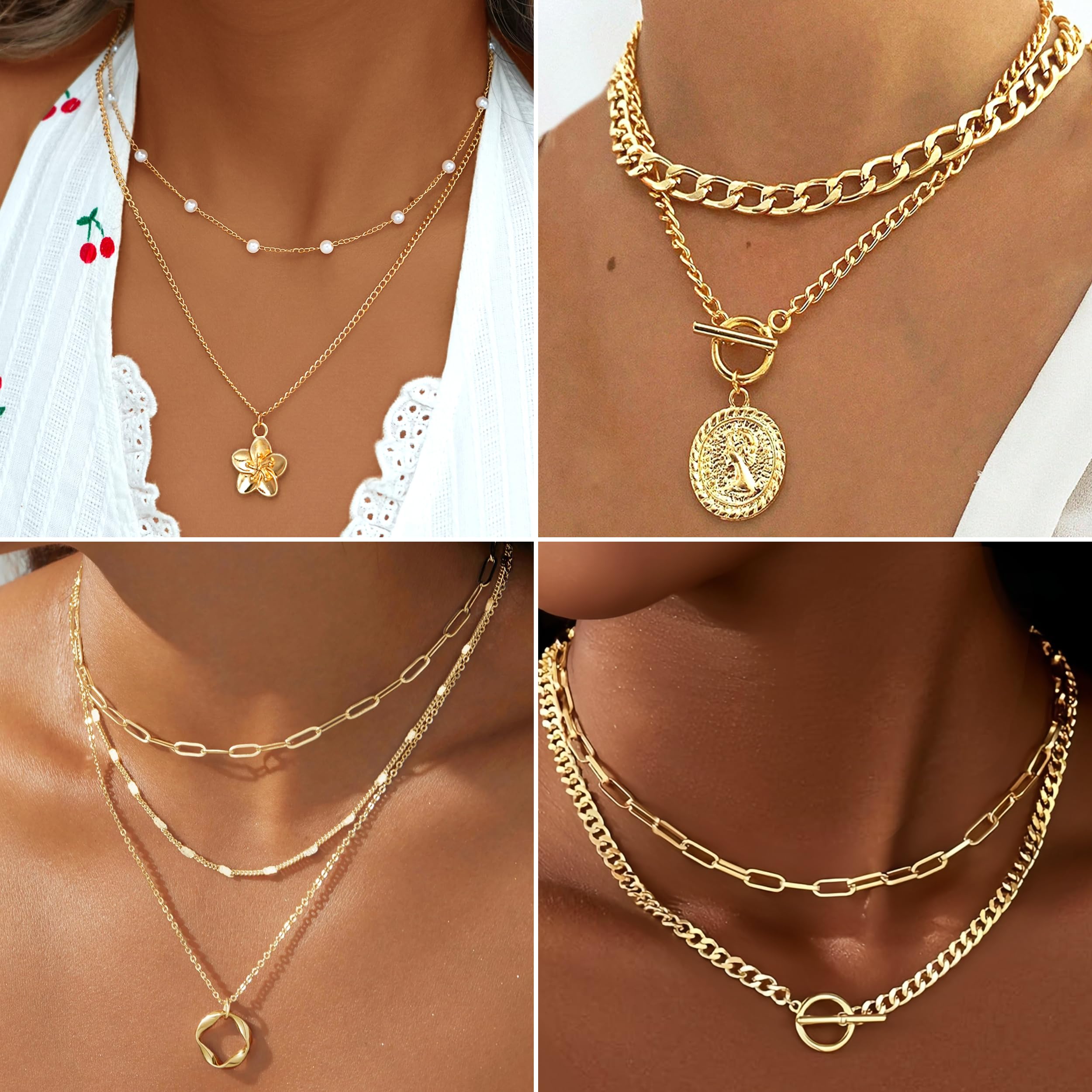17 MILE 78-piece gold jewelry set bracelets add shimmer to daily outfits