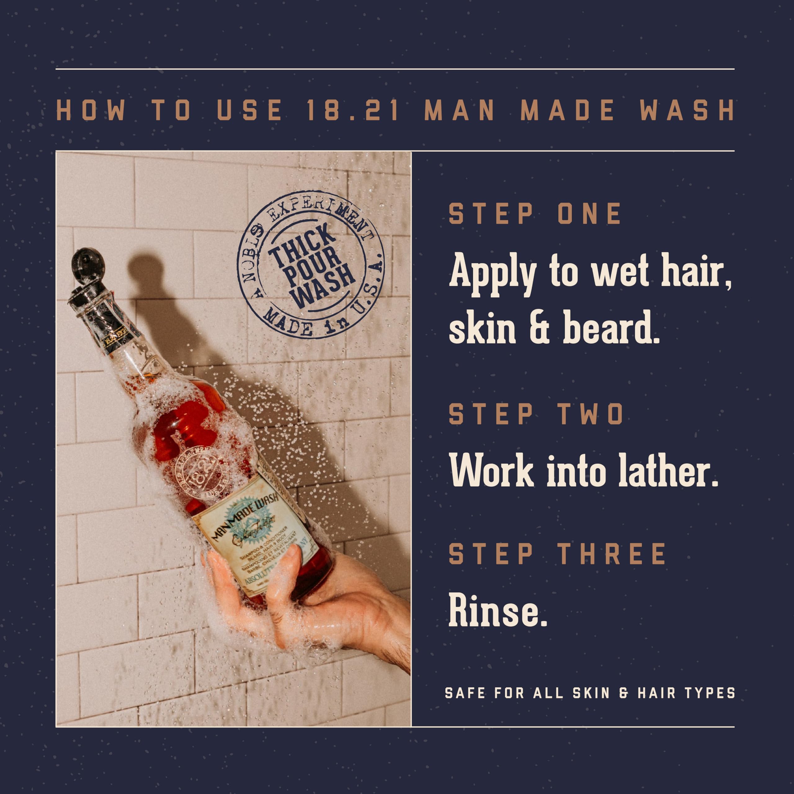 Creamy lather from Absolute Mahogany 3-in-1 washes without stripping hair or skin