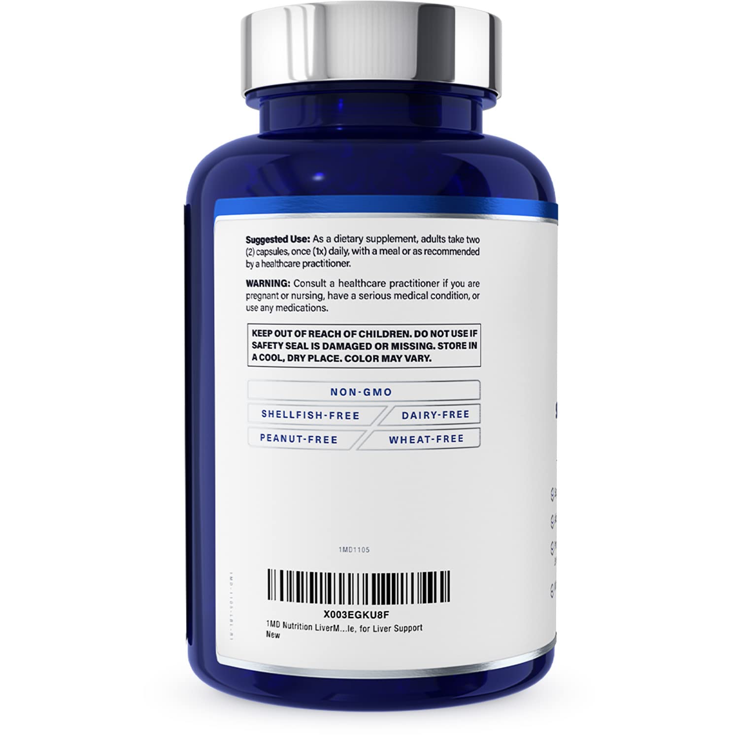 1MD LiverMD bottle on a kitchen counter for everyday wellness.