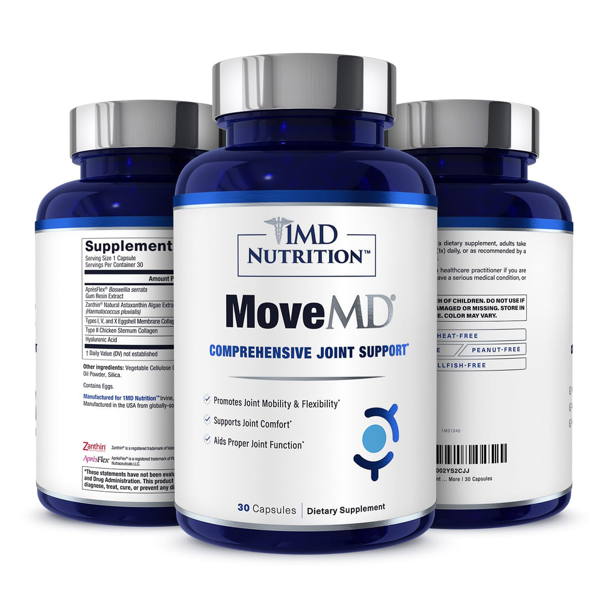 MoveMD bottle front shows daily joint support with Hyaluronic Acid.