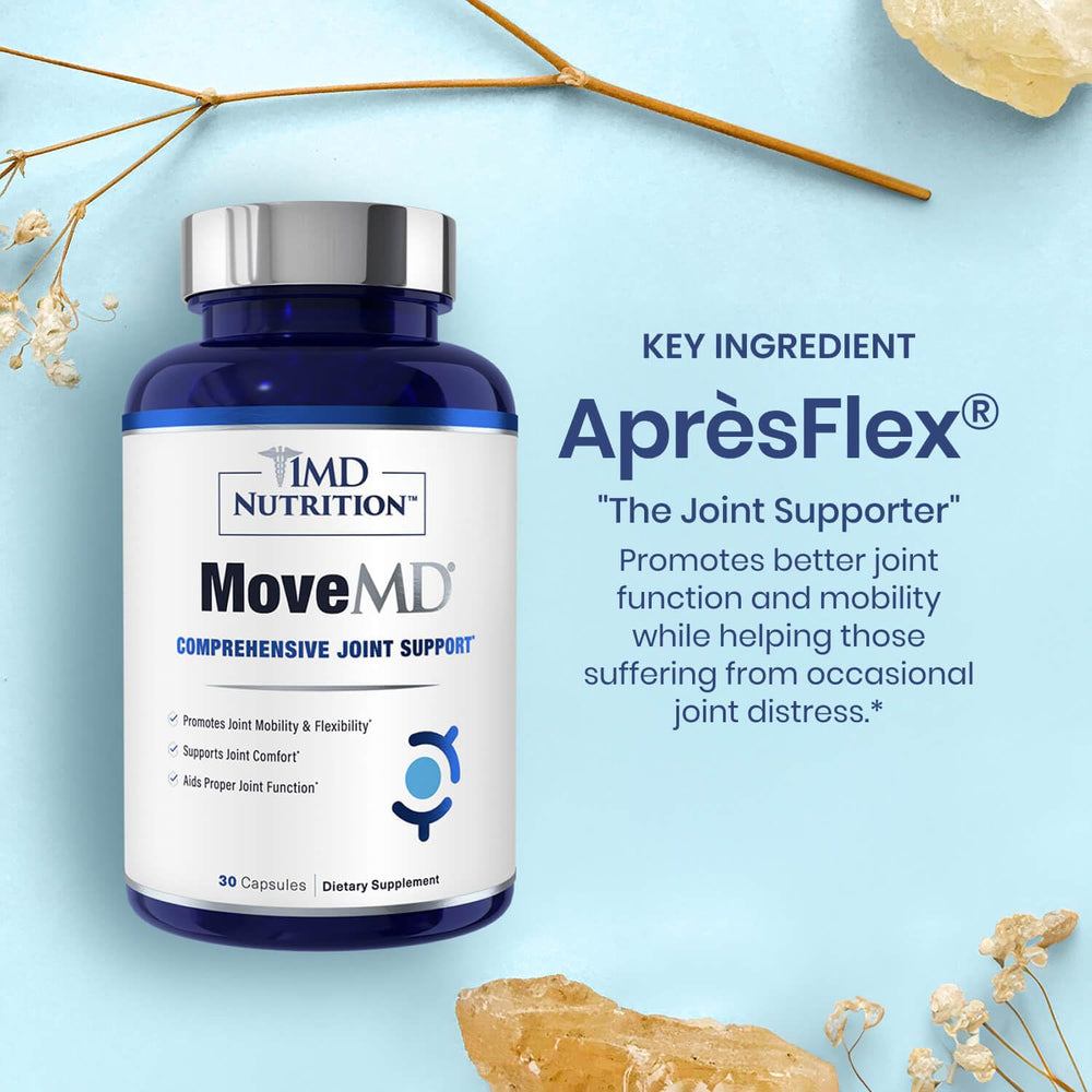 MoveMD bottle label close-up emphasizes collagen and mobility support.