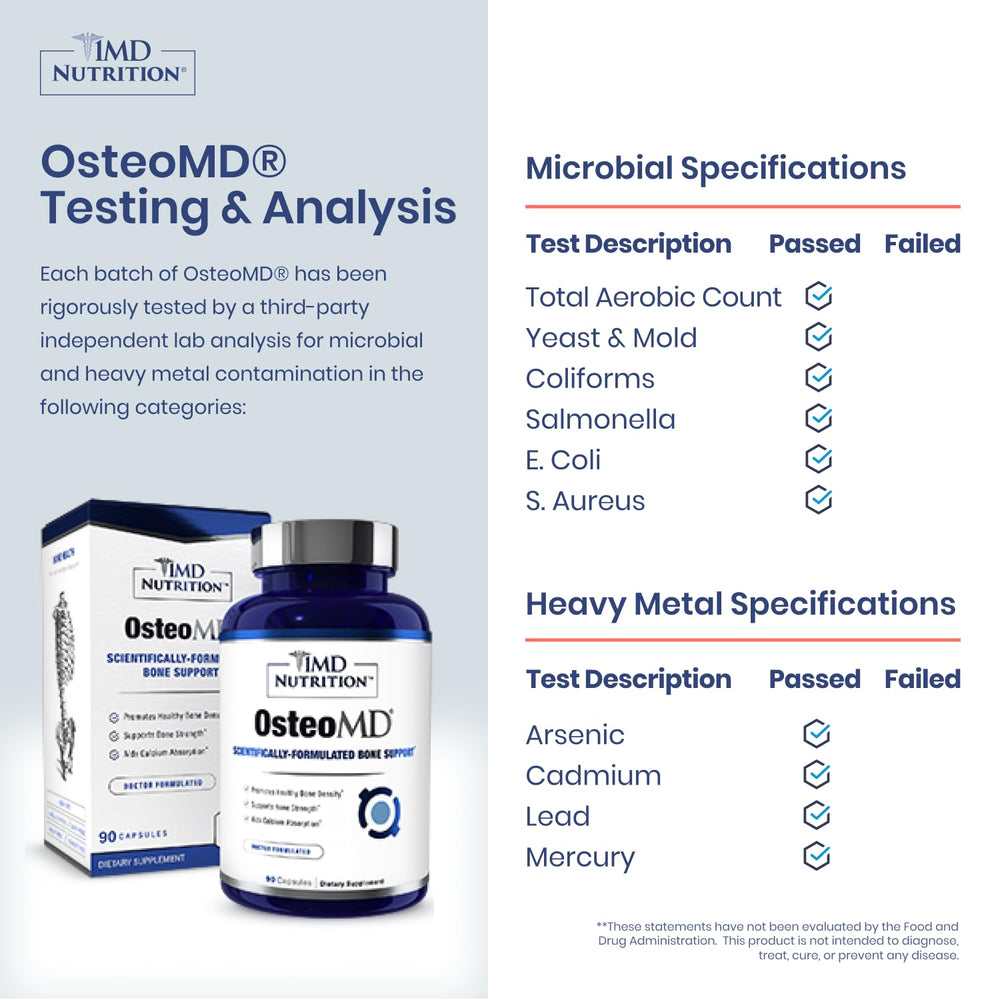 Closeup of OsteoMD capsules emphasizing hydroxyapatite and D3 K2