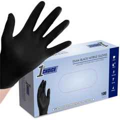 1st Choice Black Nitrile Gloves box of 100 for reliable protection.