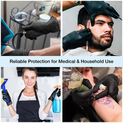 1st Choice Black Nitrile Gloves latex-free for allergy-conscious use.