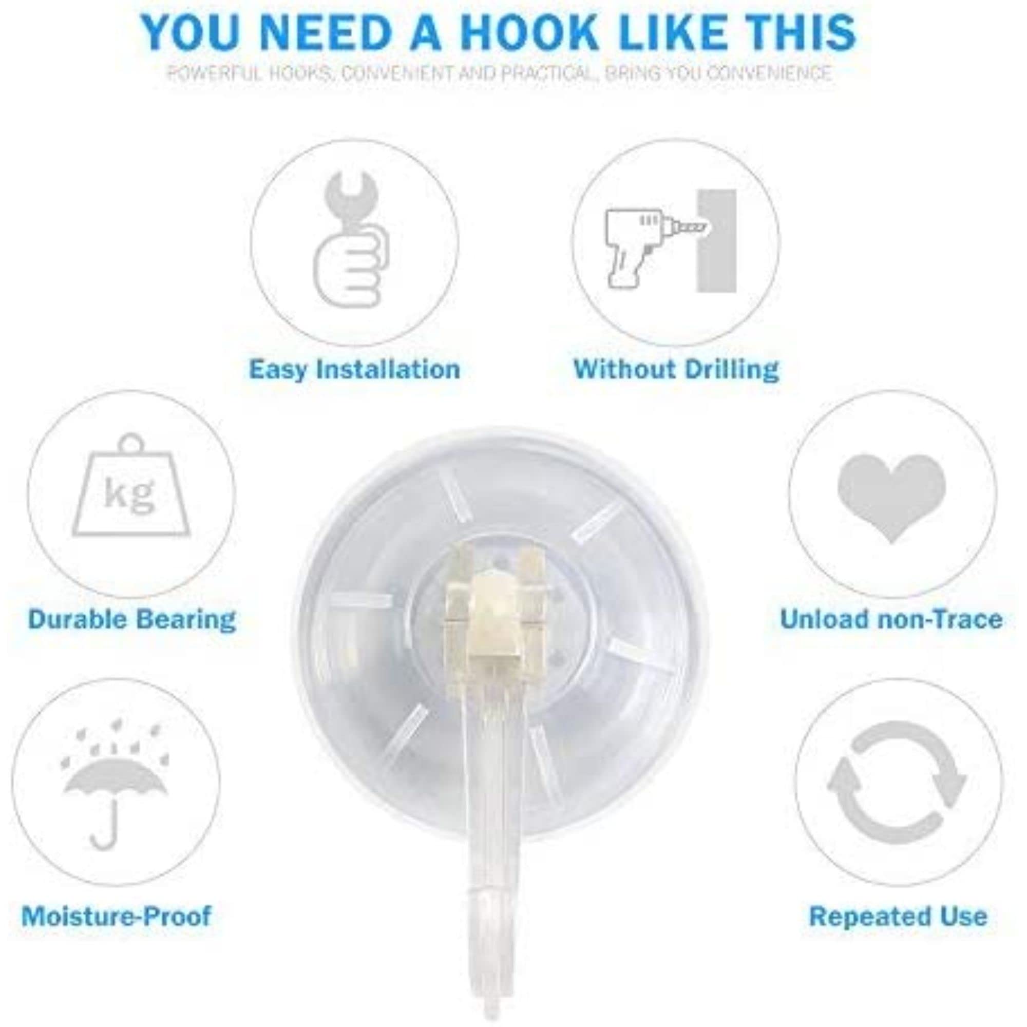 1st Choice suction cup hook on glass surface demonstrating strong grip without drilling