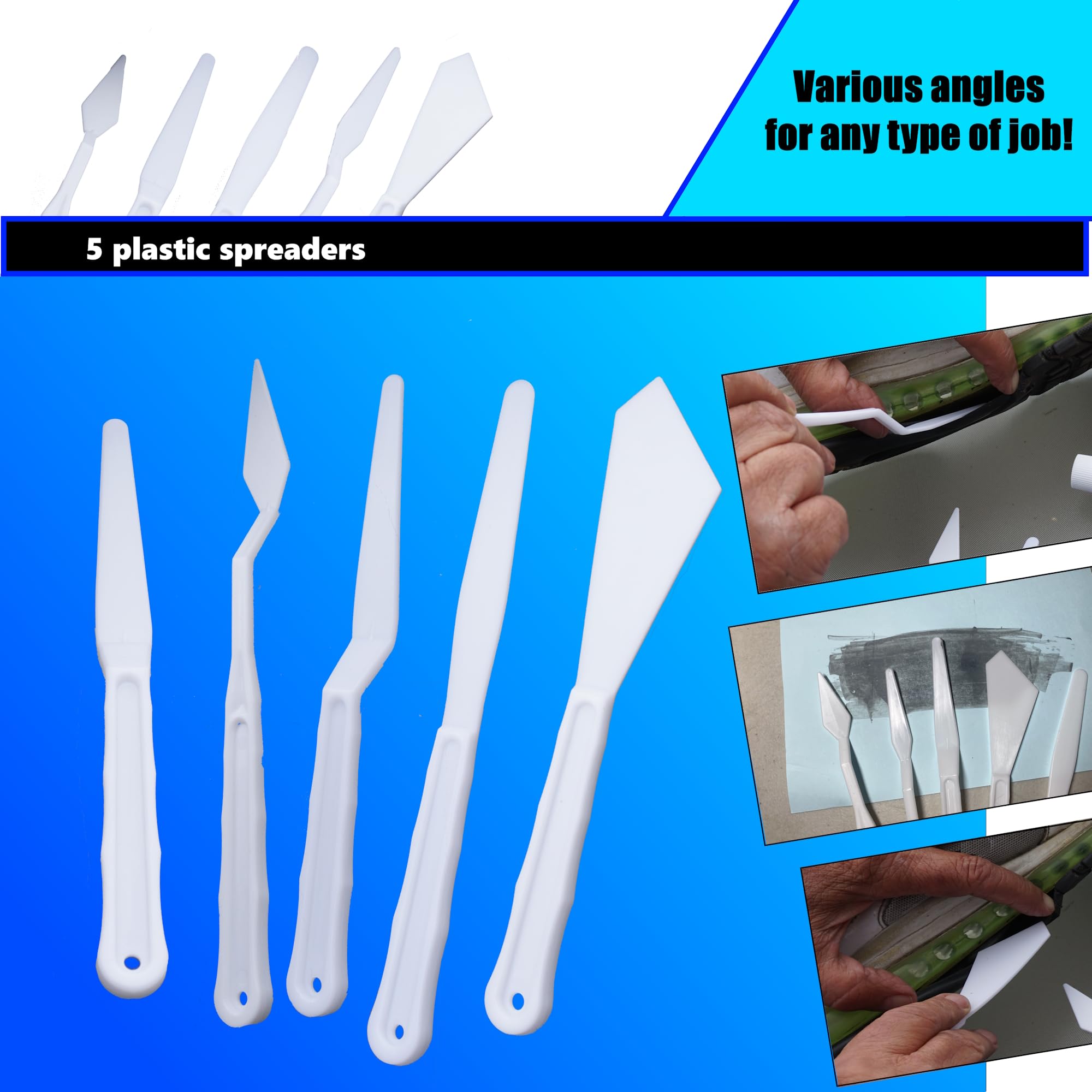 203Brands Plastic Spreader Tools set for even, angled adhesive spread