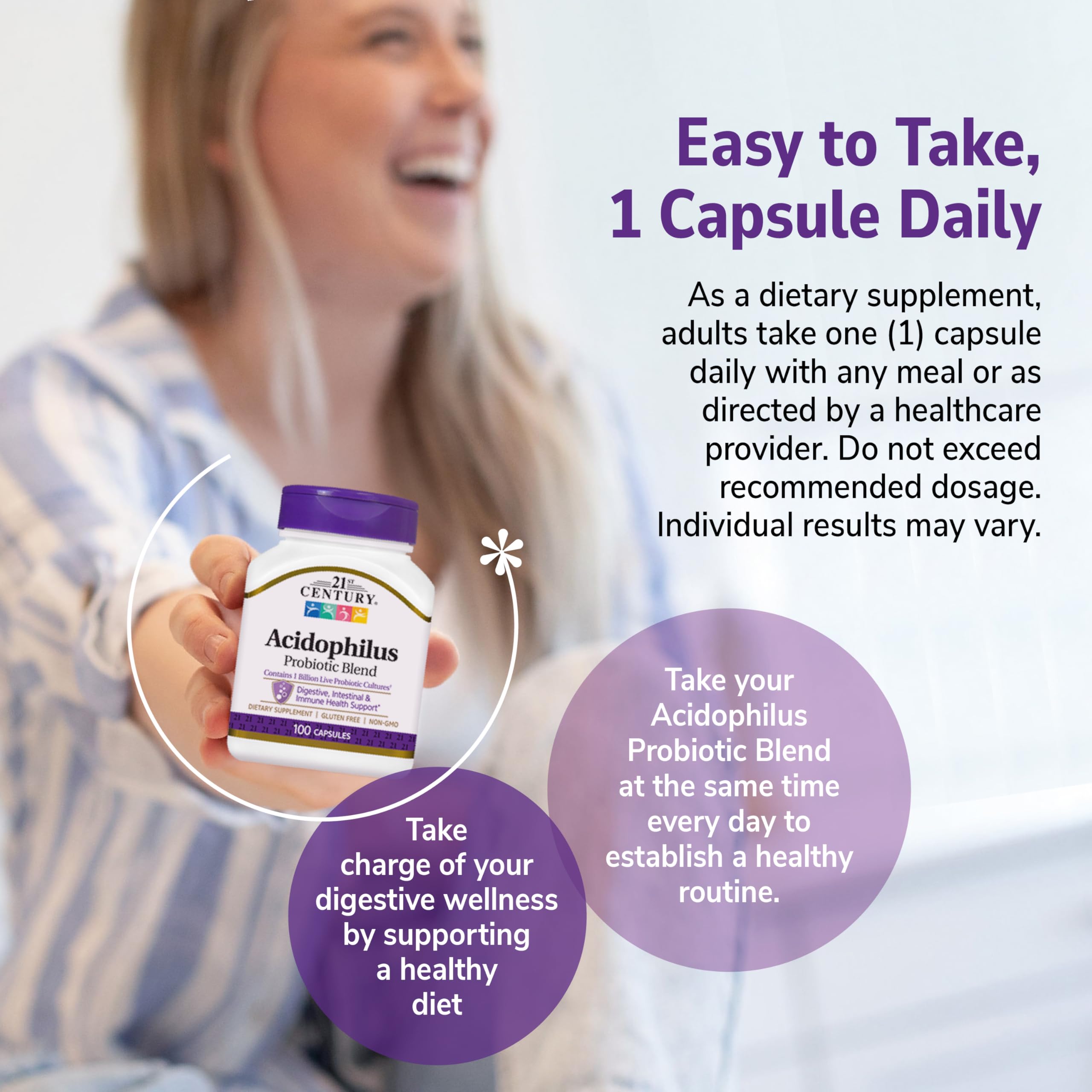 Bottle cap seal on 21st Century Acidophilus for freshness