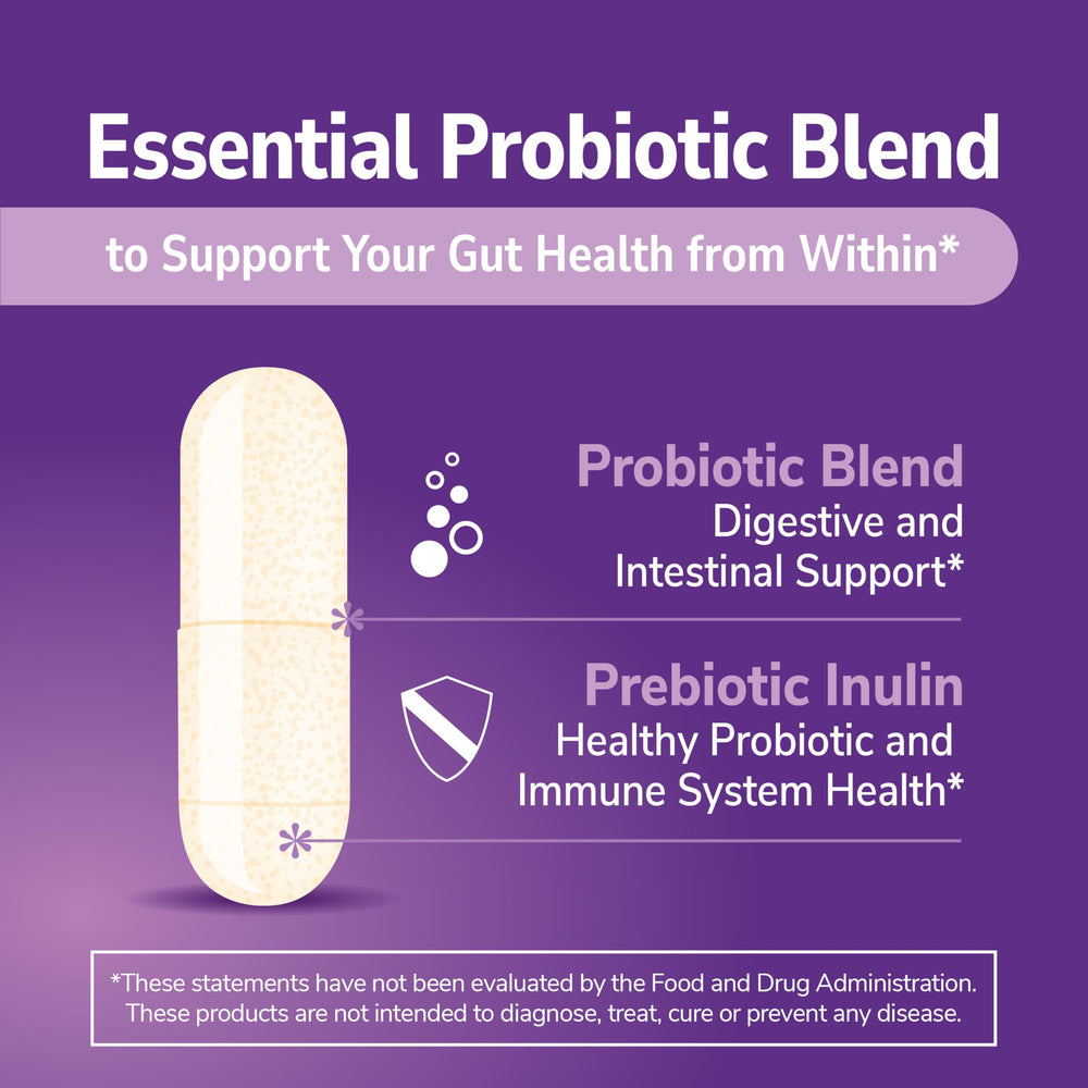 Front label of 21st Century Acidophilus bottle highlighting features