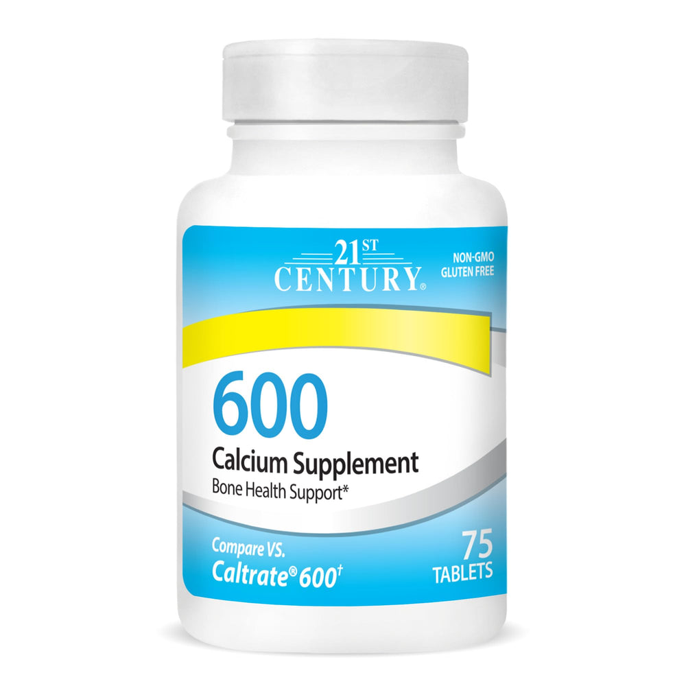 21st Century calcium 600 tablet on bottle for daily bone support